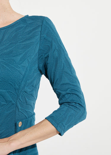 Robe courte galbée jacquard reliefé Bleu Canard
