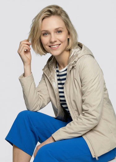 Coupe vent déperlant réversible, court Beige Dore
