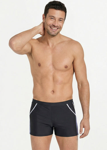 Boxer de bain piscine, bandes cotés Noir