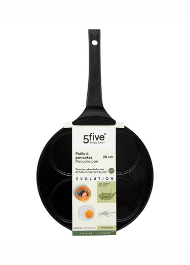 Poele à pancakes 4 alvéoles alu, 26cm Noir