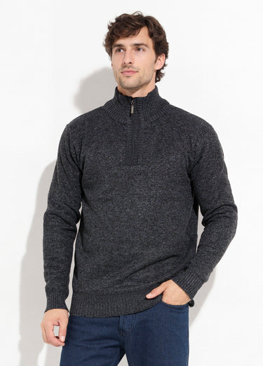 Pull col zippé chaud intérieur polaire Noir