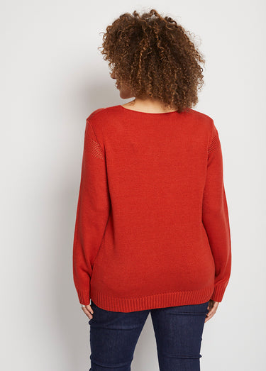 Pull bijou maille filet strass col V Epice