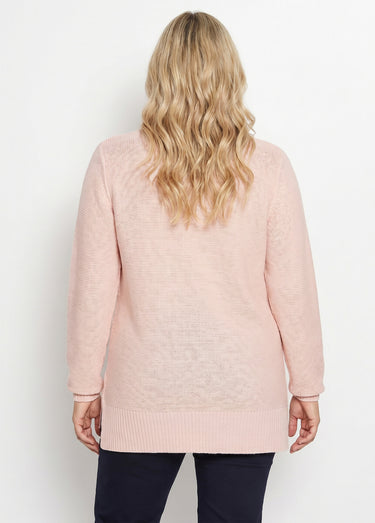 Pull-tunique jersey envers et torsades Rose
