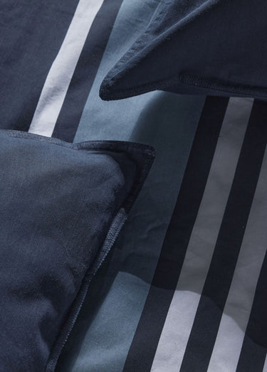 Parure pur coton 240 x 220cm, Lignes Bleu Raye