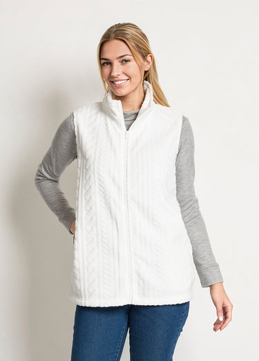 Gilet sans manches zippé polaire toucher peluche Blanc