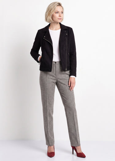 Pantalon droit chevrons ou chiné entrejambe 70 cm Chevrons Gris