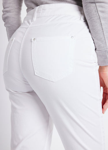 Pantalon droit coton stretch 5 poches Blanc