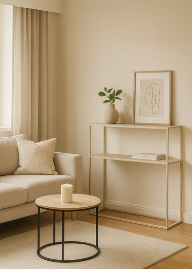 Console épurée en bois et métal Beige