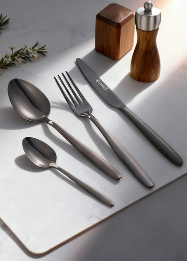 Ménagère 24 pièces inox foncé, Cléa Noir