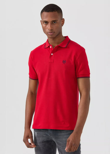 Polo manches courtes détails contrastés Rouge