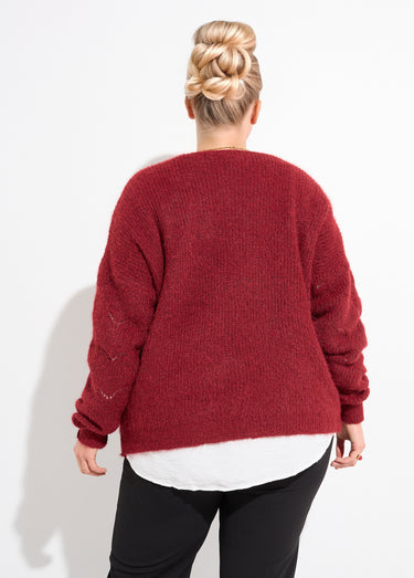 Gilet chaud maille mousseuse avec laine Bordeaux