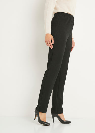 Legging droit ceinture élastiquée avec laine Uni Noir