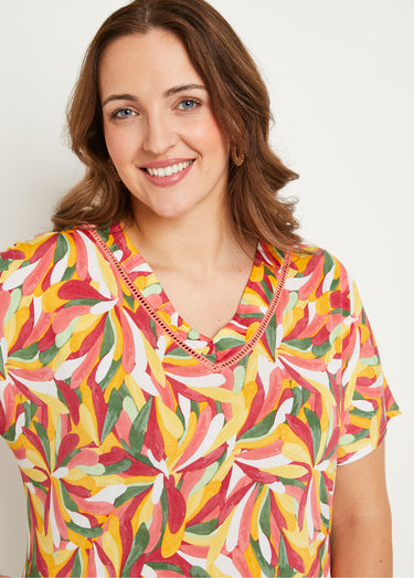 T-shirt court uni ou imprimé Paprika/Miel