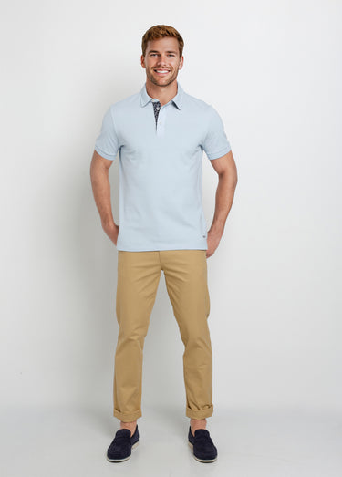 Polo en maille piquée à manches courtes Bleu Ciel