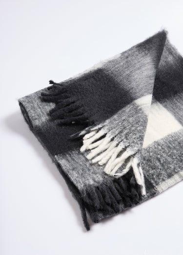 Écharpe chaude à carreaux avec franges Carreau Noir