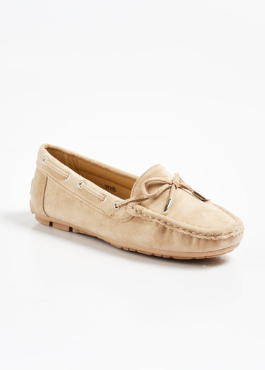 Mocassins chic aspect daim avec noeud Beige