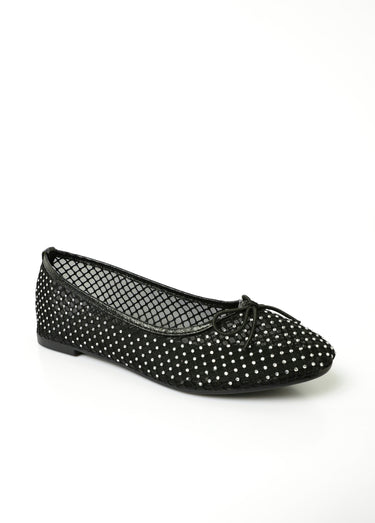Ballerines plates avec petit talon et strass Noir