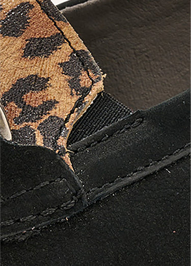 Mocassins grande largeur cuir chaîne à maillons Leopard