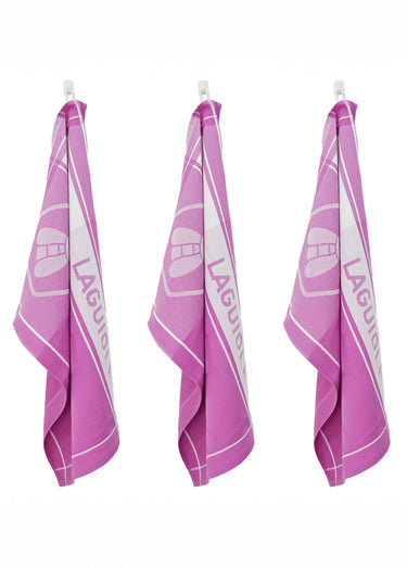 Lot de 3 torchons jacquard assortis, Miel 3M Mauve