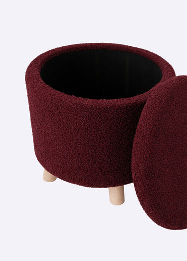 Pouf de rangement en maille bouclette Bordeaux