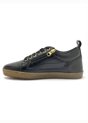 Baskets en cuir avec lacets et boucle Noir