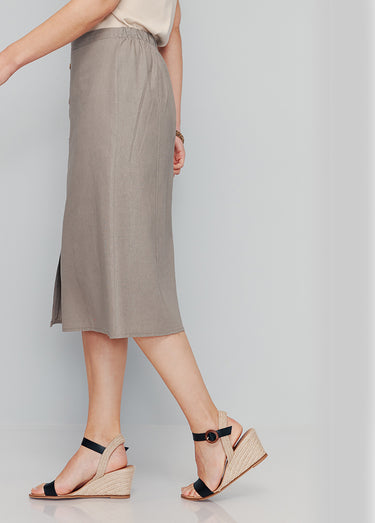 Jupe à panneaux en lin et viscose Vert