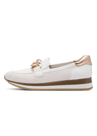 Mocassins compensés multimatières Blanc / Rose gold