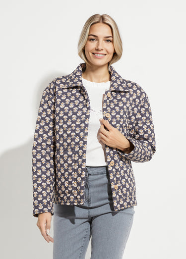 Veste boutonnée matelassée imprimée Gris