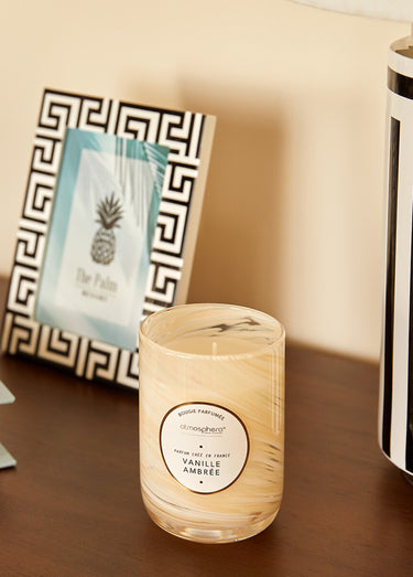 Bougie parfumée, verre effet tourbillon Beige