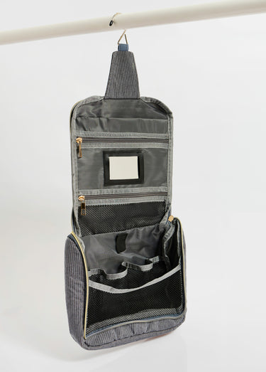 Trousse de toilette à suspendre, velours Gris
