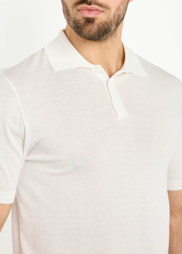 Polo en maille fine, manches courtes Blanc