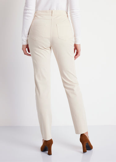 Pantalon droit 5 poches coton stretch Beige