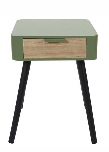 Chevet 1 tiroir, pieds compas en bois Vert Kaki