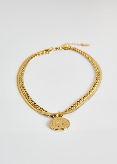 Collier ras de cou fantaisie 2 rangs Dore