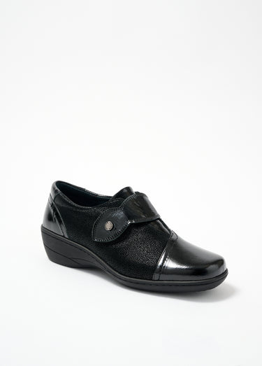 Derbies scratchées cuir largeur confort Vernis Noir