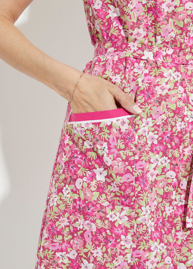 Tablier zippé sans manches fleuri Rose