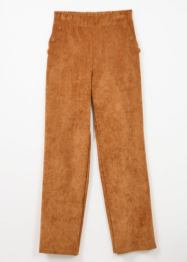 Pantalon large velours milleraies Camel