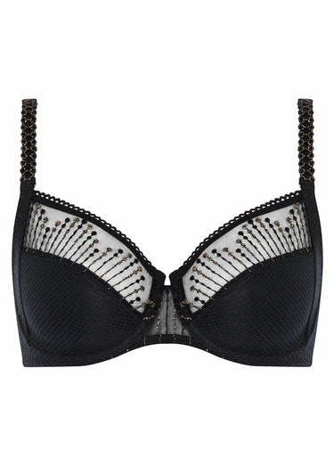 Soutien-gorge sans armatures, effet métallisé Noir