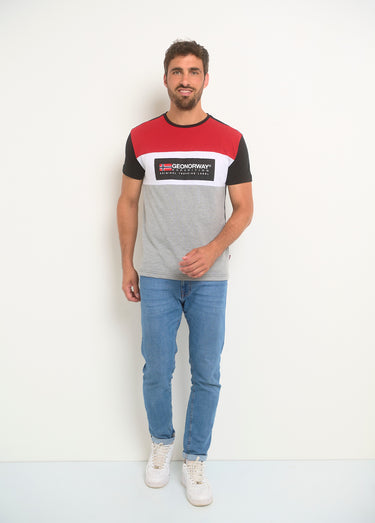 T-shirt tricolore logo poitrine Noir