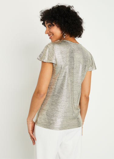 T-shirt court maille brillante cérémonie Dore