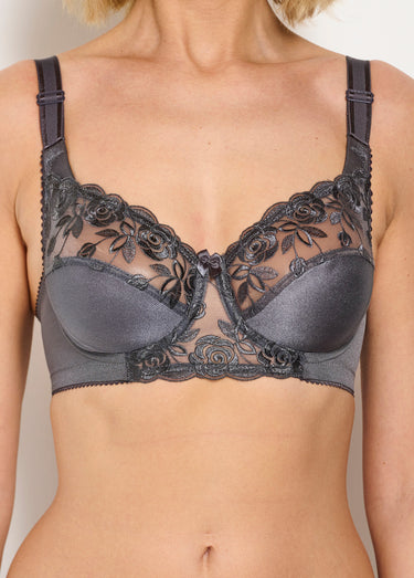 Soutien-gorge avec armatures tulle brodé Gris
