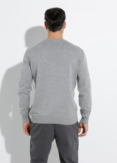 Pull fin coton, col rond manches longues Gris Clair