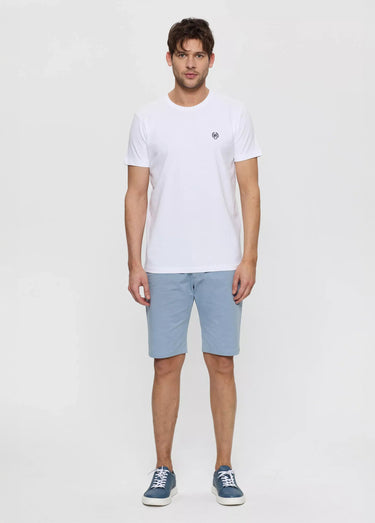 T-shirt col rond essentiel, logo poitrine Blanc
