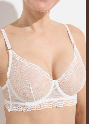 Ensemble soutien gorge string dentelle pois Blanc