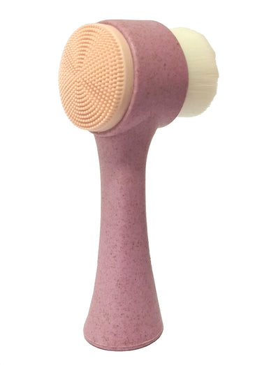 Brosse nettoyante visage double face silicone Rose