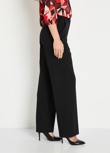 Pantalon fluide large maille stretch unie Noir
