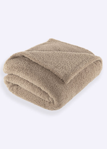 Grand plaid chaud coral fleece 2m x 1,5m Taupe