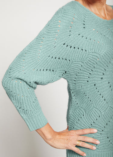 Pull manches chauve-souris maille fantaisie Vert