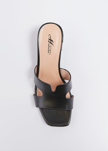Mules chic à bout carré et talon épais Noir
