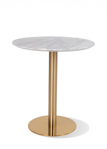 Table haute avec effets marbre et laiton Blanc